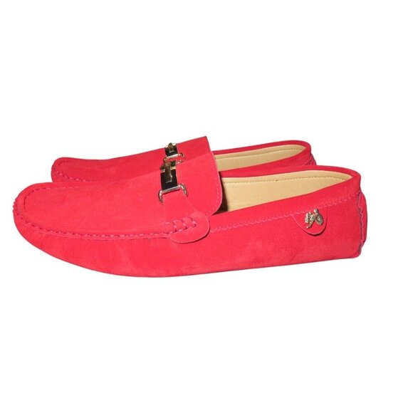 Royal Red Suede Leather Driving Loafers Moccasins size 46 or US 12 main image 4